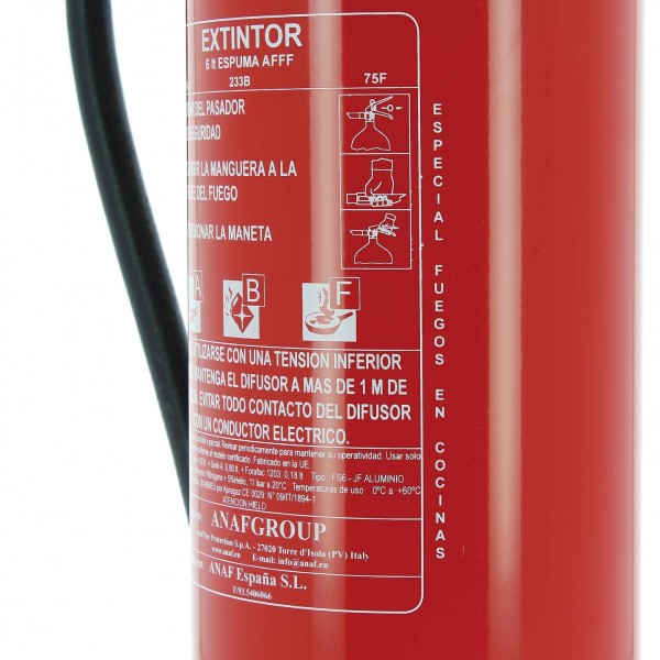 Extintor de espuma 6 litros Aditivo AFFF 27A 233B 75F